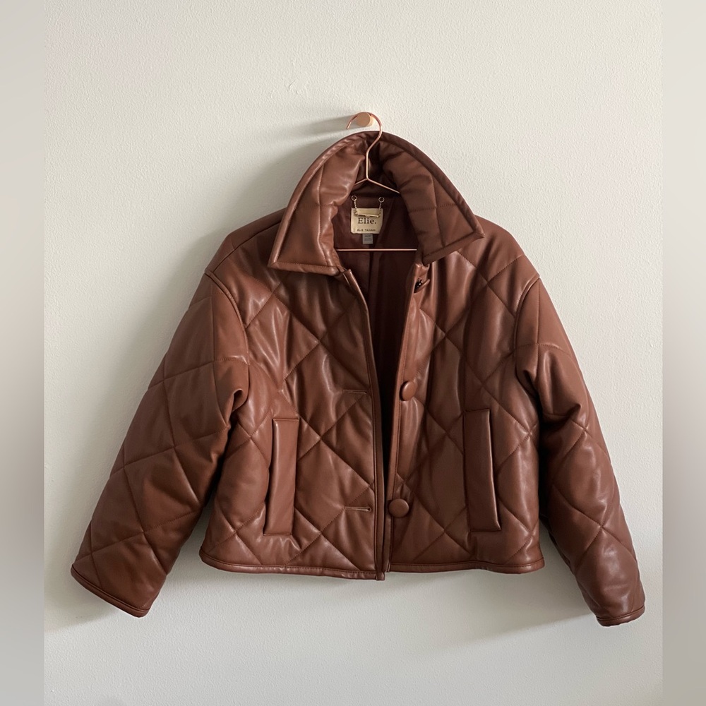 Elie Tahari Brown Quilted Puffer Jacket